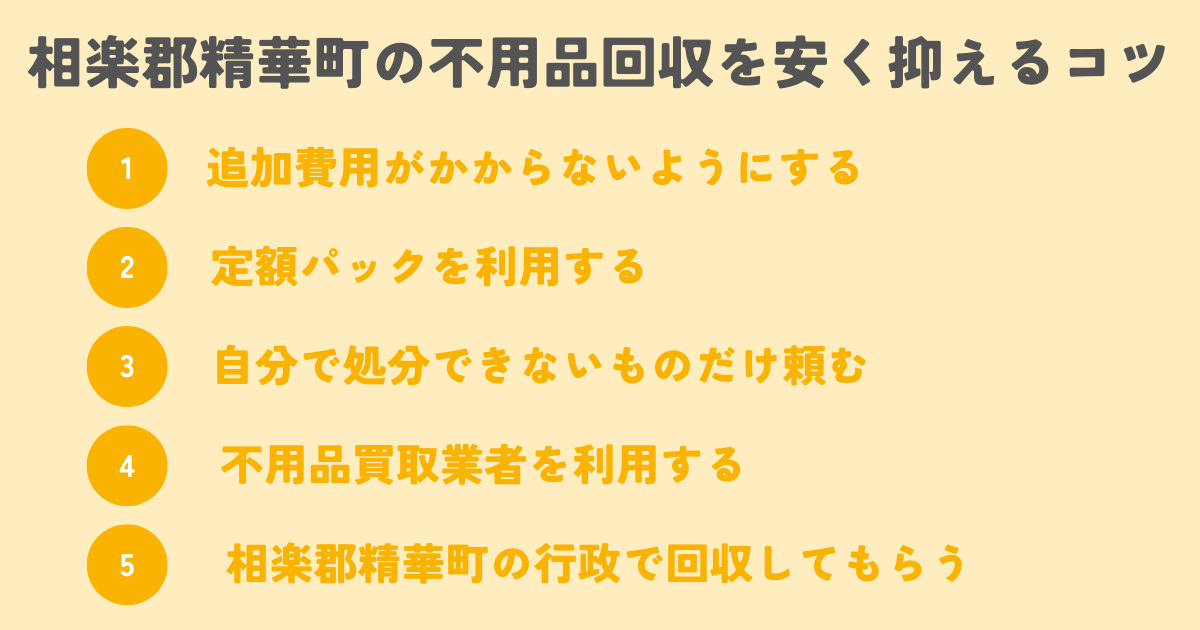 相楽郡精華町の不用品回収を安く抑えるコツは？