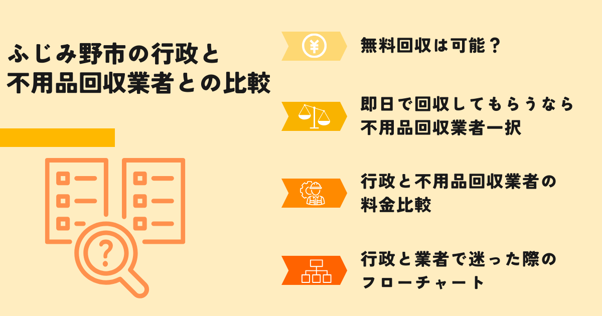 ふじみ野市行政の自治体無料回収との比較