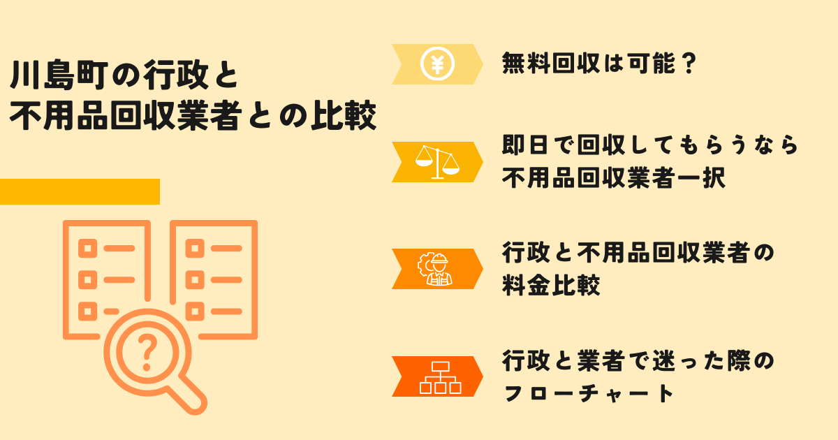 川島町行政の自治体無料回収との比較