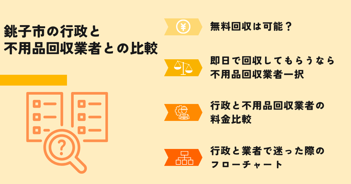 銚子市行政の自治体無料回収との比較