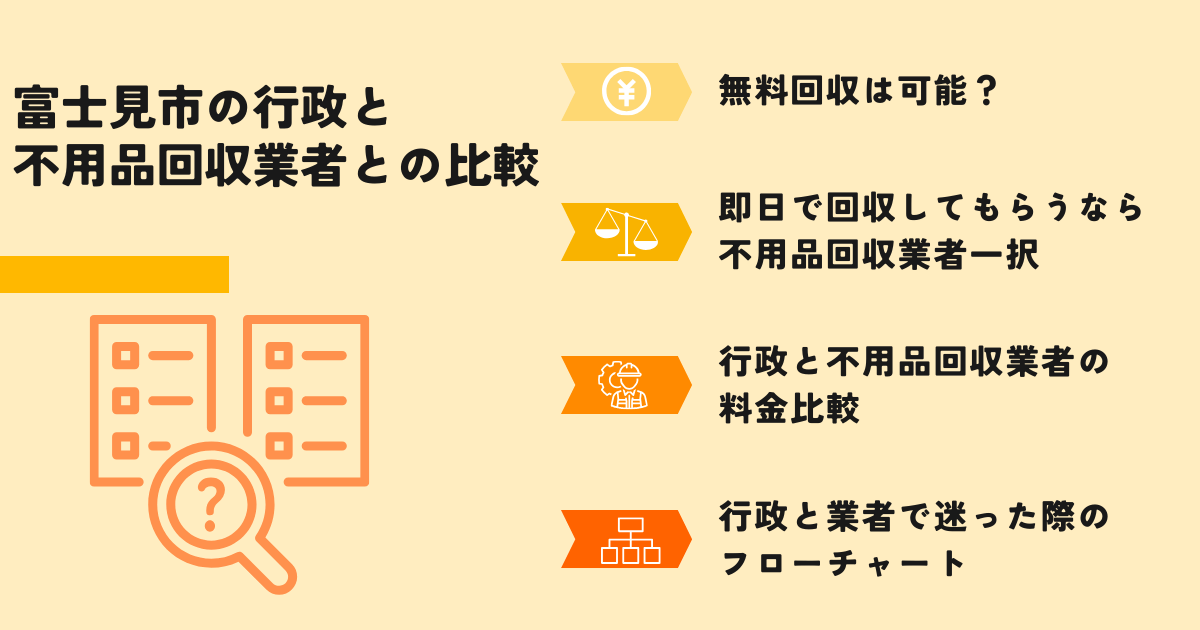 富士見市行政の自治体無料回収との比較